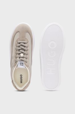 Trainers in satin and suede, Light Beige