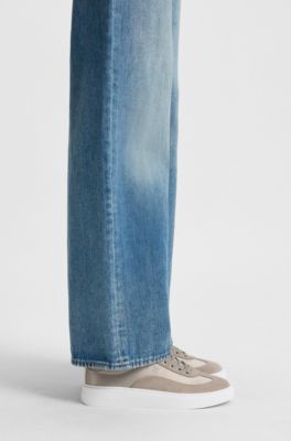 Trainers in satin and suede, Light Beige