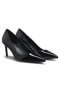 Décolleté in pelle verniciata con tacco da 7 cm, Nero