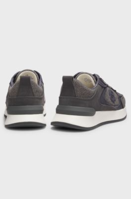 Retro-inspired trainers with wool-look trims, Dark Grey