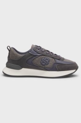 Retro-inspired trainers with wool-look trims, Dark Grey