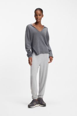 Retro-inspired trainers with wool-look trims, Dark Grey