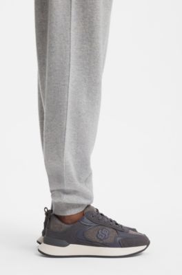 Retro-inspired trainers with wool-look trims, Dark Grey