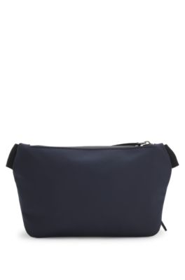 Belt bag in faux leather with rubberised logo, Dark Blue