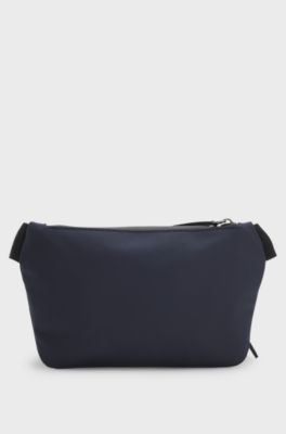 Belt bag in faux leather with rubberised logo, Dark Blue