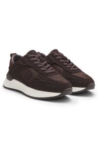 Baskets en cuir suédé et cuir de veau, Violet foncé