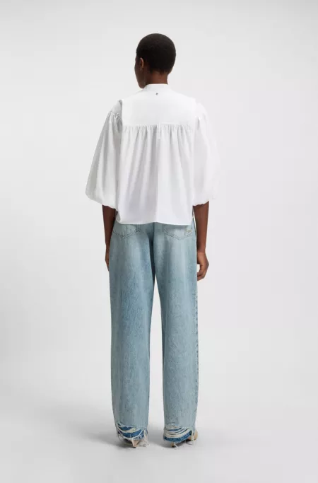 Chemisier Relaxed en popeline de coton avec lien à l’encolure