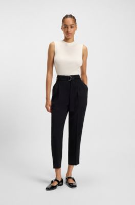 Patent-leather ballerina pumps with buckled strap, Black