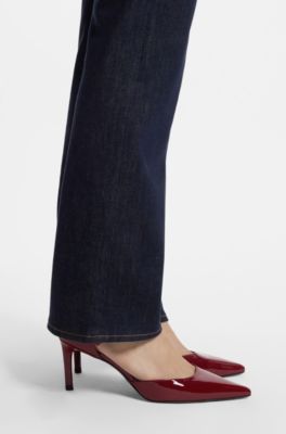 Patent-leather pumps with strap details, Dark Red