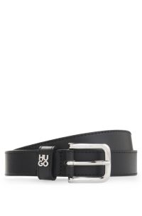 Riem van Italiaans leer met metalen letters, Zwart