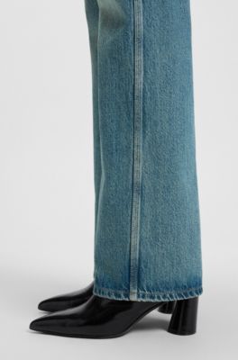 Bottines en cuir avec logo emboss&eacute;, Noir