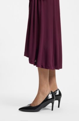 Textured-leather pumps with 7cm heel, Black