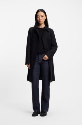 Leren loafers met stras en satijn, Zwart