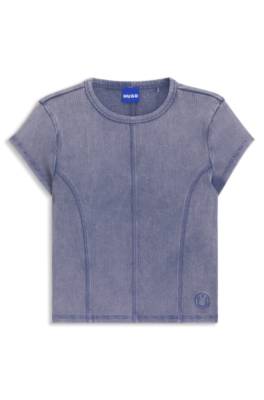 Stretch-cotton slim-fit T-shirt with washed effect 1