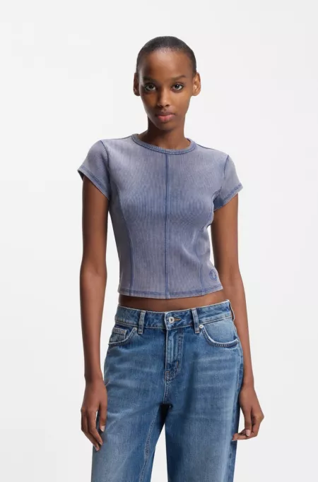 T-shirt Slim en coton stretch avec effet délavé