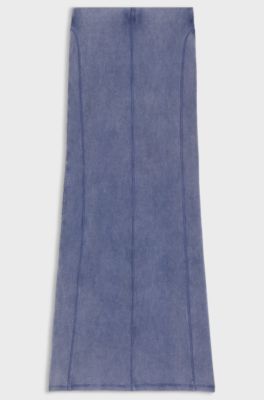 Washed-effect stretch-cotton skirt with seam details, Blue