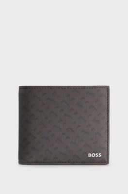 Monogram wallet with foil-embossed logo, Dark Brown