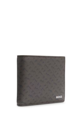 Monogram wallet with foil-embossed logo, Dark Brown
