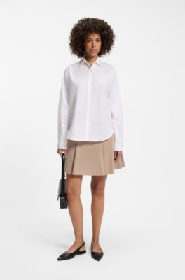 Regular-fit blouse in cotton poplin, White