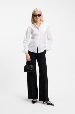 Camicetta regular fit in popeline di cotone, Bianco