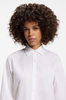 Regular-fit blouse in cotton poplin, White