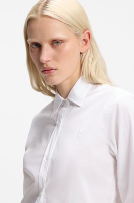 Hugo Regular-fit blouse in cotton poplin blusar dam – bild 3