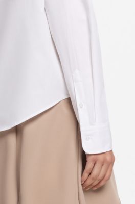 Regular-fit blouse in cotton poplin, White