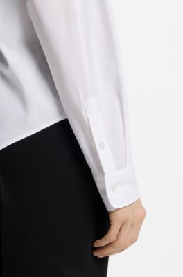 Camicetta regular fit in popeline di cotone, Bianco