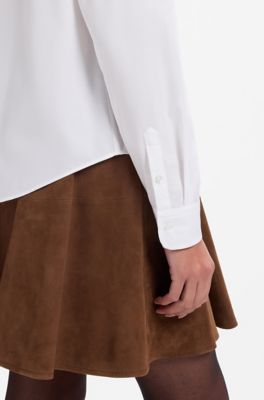 Regular-fit blouse in cotton poplin, White