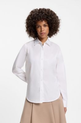 Chemisier Regular en popeline de coton, Blanc