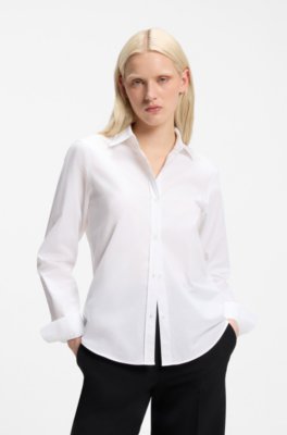 Regular-fit blouse in cotton poplin