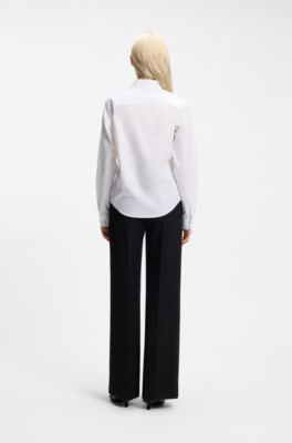Regular-fit blouse van katoenen popeline, Wit