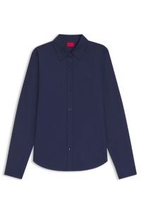 Regular-fit blouse in cotton poplin, Dark Blue