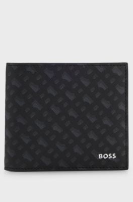 Monogram wallet with foil-embossed logo, Black