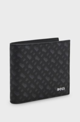 Monogram wallet with foil-embossed logo, Black