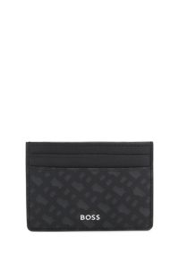 Monogram card holder with foil-embossed logo, Black
