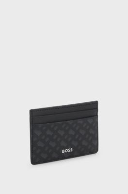 Monogram card holder with foil-embossed logo, Black