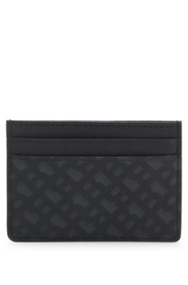 Monogram card holder with foil-embossed logo, Black