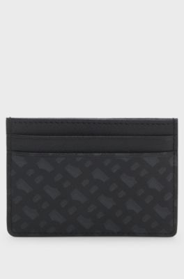 Monogram card holder with foil-embossed logo, Black