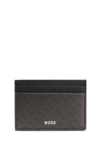 Monogram card holder with foil-embossed logo, Dark Brown