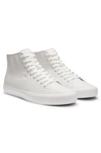 Faux-leather high-top trainers with grained texture, White