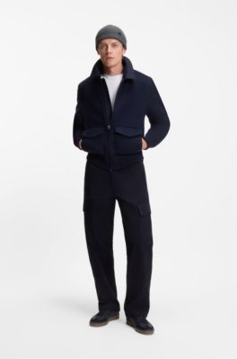 BOSS BY BECKHAM beanie hat in virgin wool and cashmere, Dark Grey