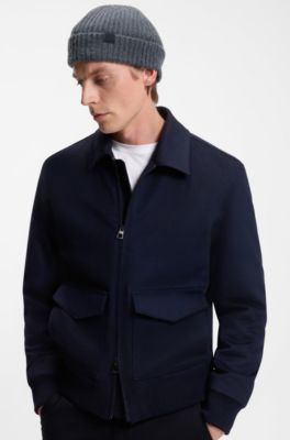 BOSS BY BECKHAM beanie hat in virgin wool and cashmere, Dark Grey