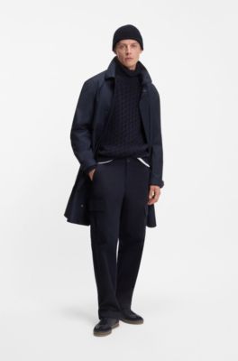 BOSS BY BECKHAM beanie hat in virgin wool and cashmere, Dark Blue