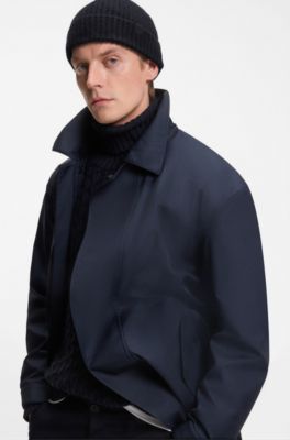 BOSS BY BECKHAM beanie hat in virgin wool and cashmere, Dark Blue