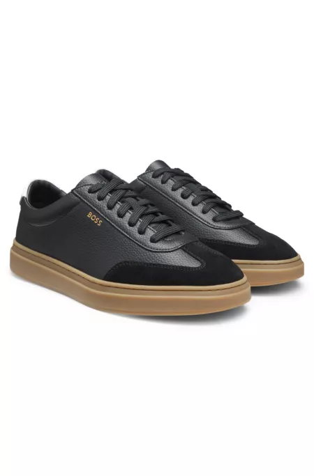 Grained-leather trainers with contrast backtab