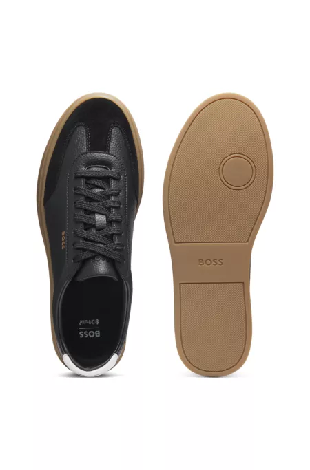 Grained-leather trainers with contrast backtab