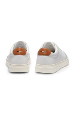 Grained-leather trainers with contrast backtab, White
