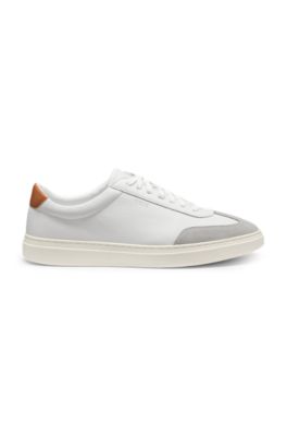Grained-leather trainers with contrast backtab, White