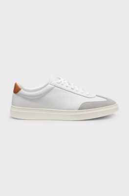 Grained-leather trainers with contrast backtab, White